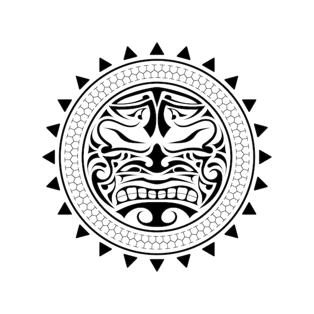 Máscara de diseño de tatuaje polinesio. Máscaras aterradoras en el adorno nativo polinesio. Ilustración de vector aislado