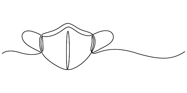 Máscara facial protectora Icono de línea delgada Editable Trucado continuo dibujo de una línea Concepto médico