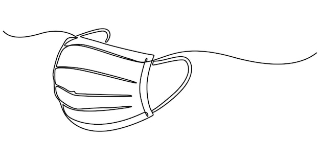 Máscara facial protectora Icono de línea delgada Editable Trucado continuo dibujo de una línea Concepto médico