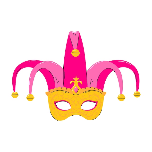 Vector máscara facial veneciana para una fiesta un elemento de un disfraz de carnaval símbolo del mardi gras brasileño carnaval veneciano flor de lis elemento decorativo plano ilustración vectorial aislada en blanco