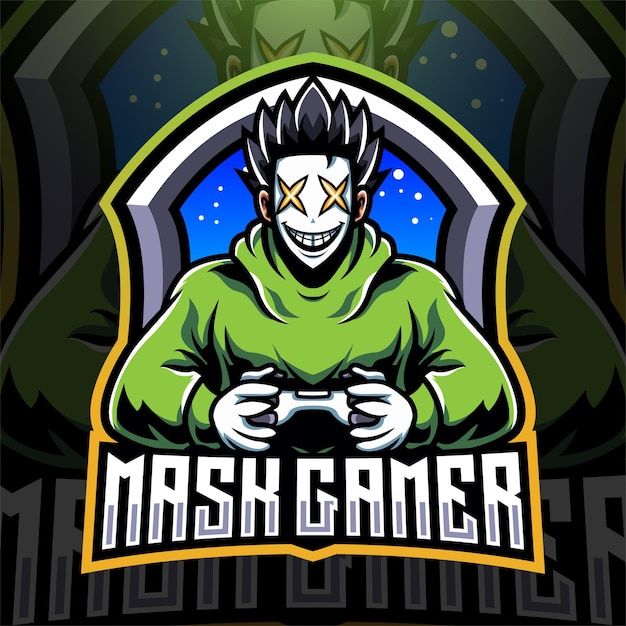Máscara gamer esport mascota diseño de logotipo