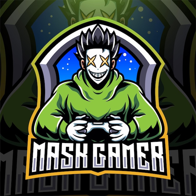 Máscara gamer esport mascota diseño de logotipo