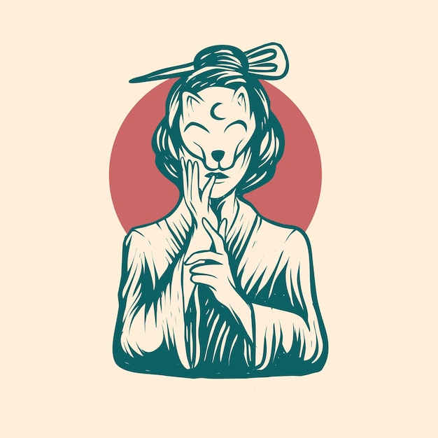 Máscara de geisha vector kitsune