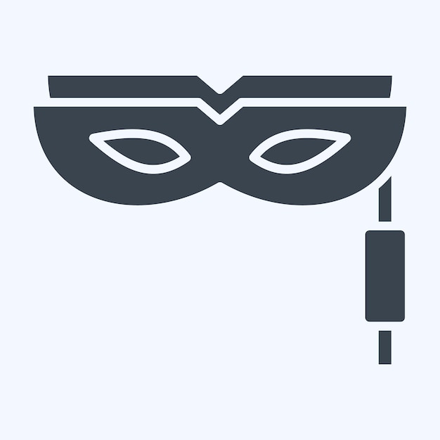 Máscara de icono relacionada con el símbolo de cine estilo glifo ilustración de diseño simple