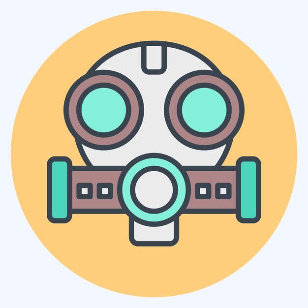 Máscara de icono relacionada con el símbolo nuclear estilo de color mate diseño simple editable