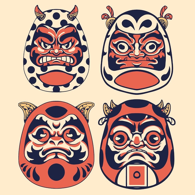 Máscara japonesa daruma vector