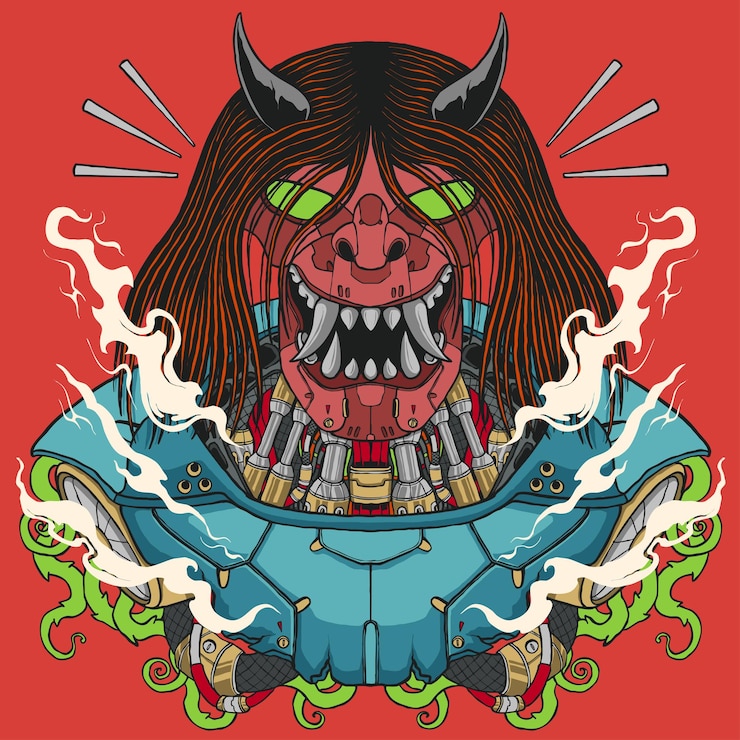 Vector máscara japonesa mecha