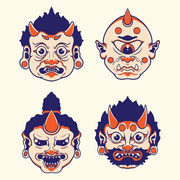 Máscara japonesa Yokai vector