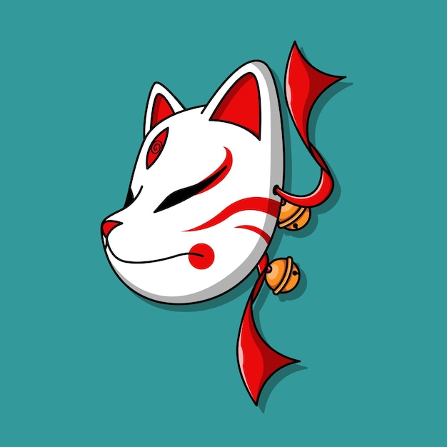 Máscara kitsune japonesa, ilustración vectorial