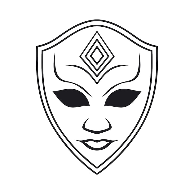 Máscara para el logotipo del personaje facial Máscara de silueta sobre fondo blanco