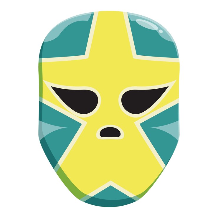 Vector máscara de lucha libre con un diseño de estrella amarilla