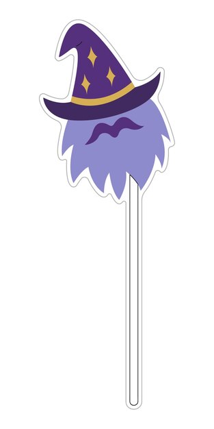 Máscara de mago de Halloween en una pegatina de palo Ilustración vectorial plana en color