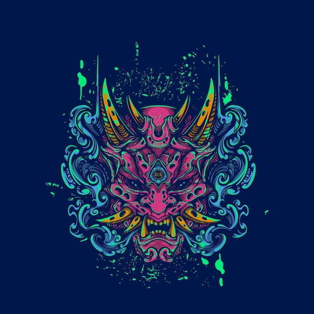 máscara oni cultura japonesa obra de arte ilustración