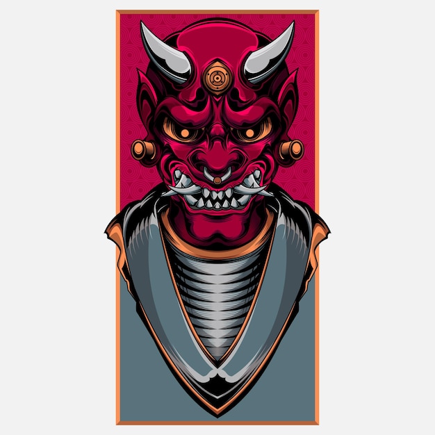 Vector máscara de oni roja japonesa