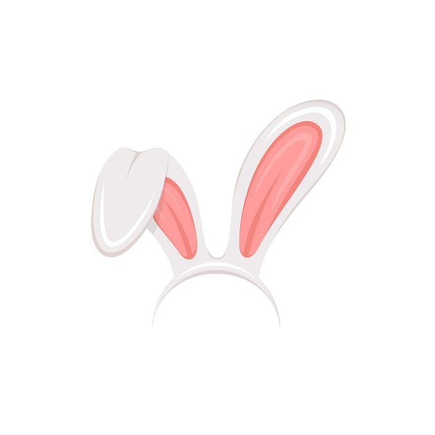 Máscara de Pascua con orejas de conejo o conejito aislado sobre fondo blanco, ilustración.