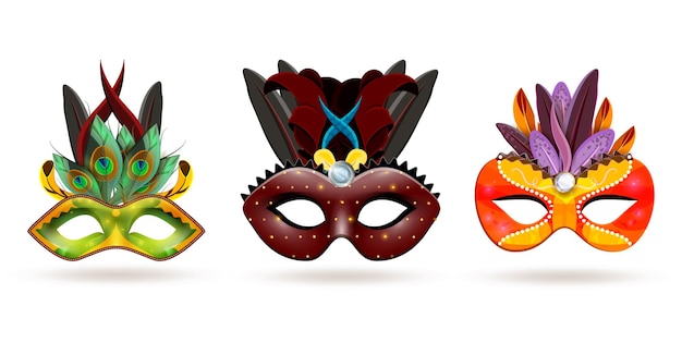 Máscara de plumas carnaval fiesta eps vector diseño