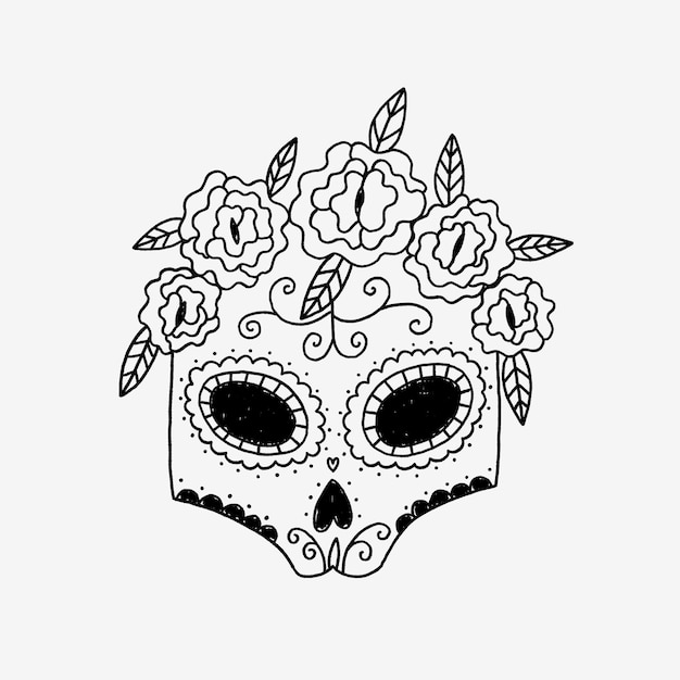 Máscara popular femenina del Cinco de Mayo con flor de rosa