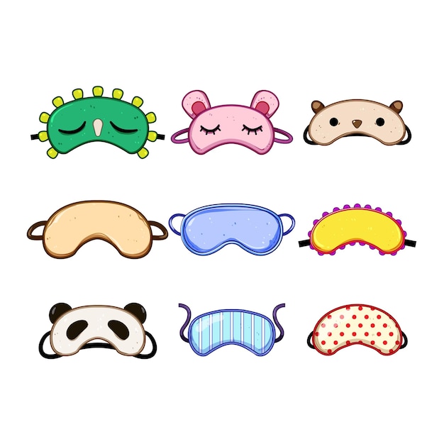 máscara de sueño juego de ojos ilustración vectorial de dibujos animados