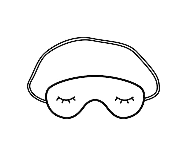 Una máscara de sueño con ojos cerrados pintados icono de accesorio de garabateo vectorial aislado en blanco