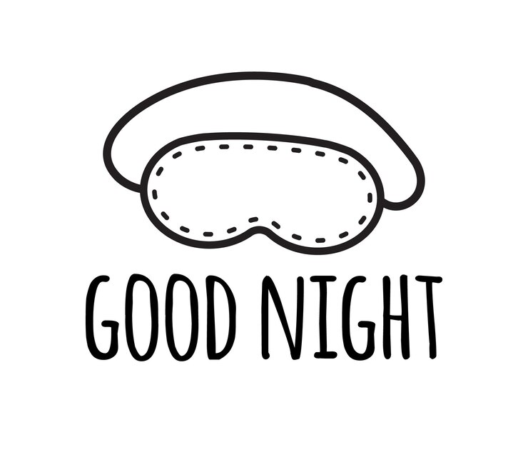 Vector máscara de sueño vectorial y letras de buenas noches