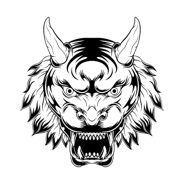 Máscara de tigre demonio aterrador