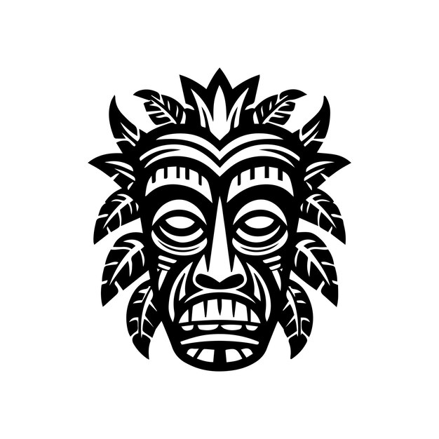 máscara de tiki de madera ilustración dibujada a mano