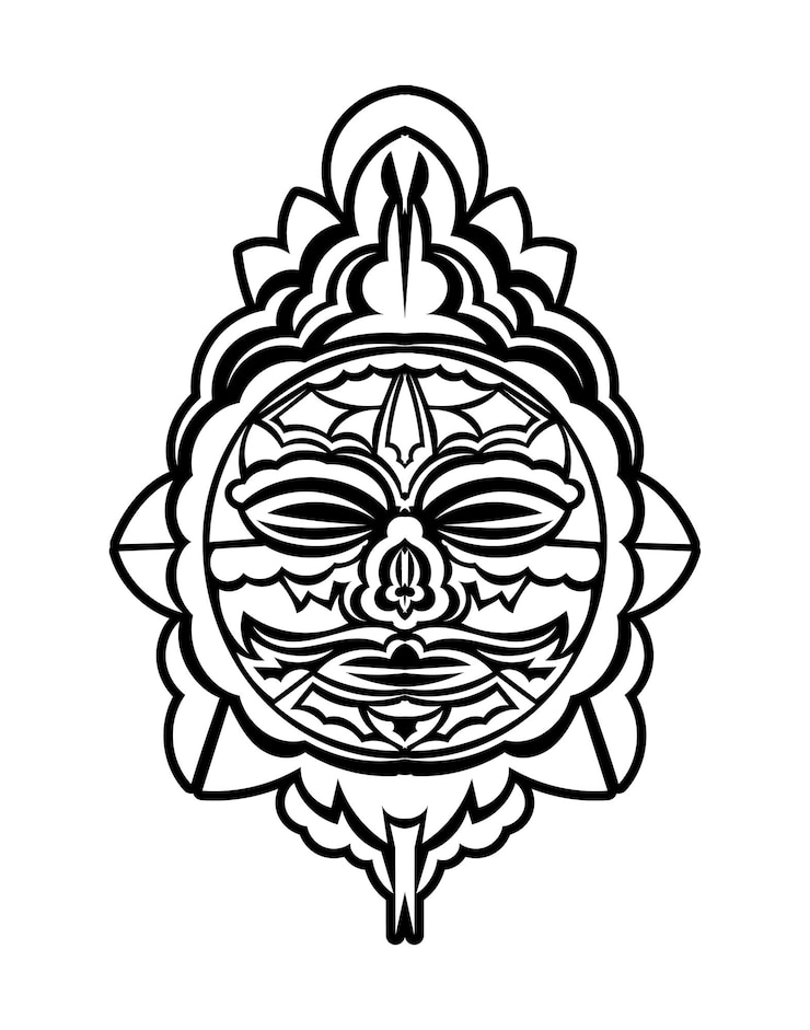 Vector máscara tiki patrón maorí o polinesia bueno para impresiones y tatuajes vector aislado