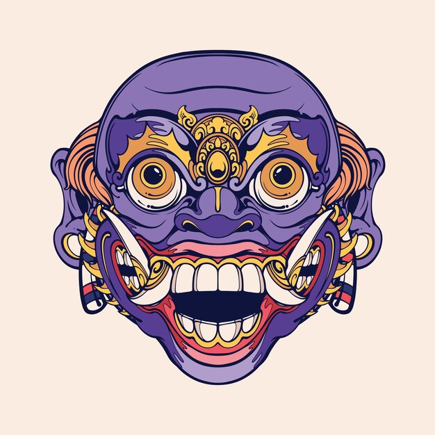 Máscara tradicional balinesa vector art 18