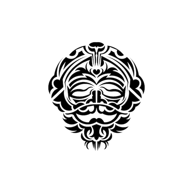 Máscara tribal Patrones étnicos monocromáticos Tatuaje tribal negro Aislado sobre fondo blanco Ilustración vectorial