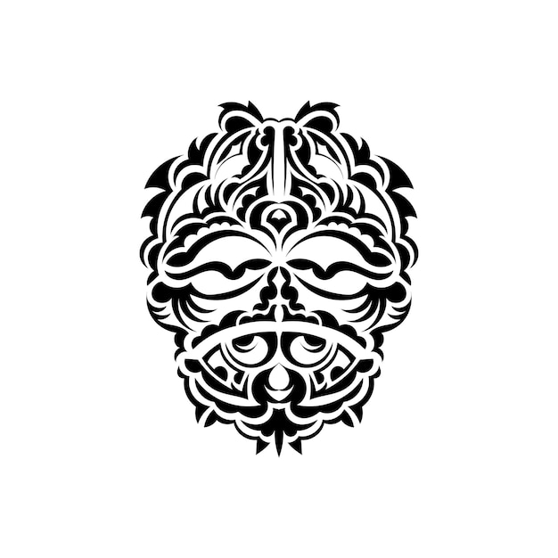 Máscara tribal Símbolo de tótem tradicional Tatuaje negro en estilo samoano Color blanco y negro estilo plano Ilustración vectorial