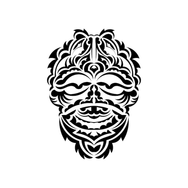 Máscara tribal Símbolo de tótem tradicional Tatuaje negro en estilo samoano Vector aislado