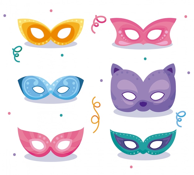 Máscaras de carnaval y confeti