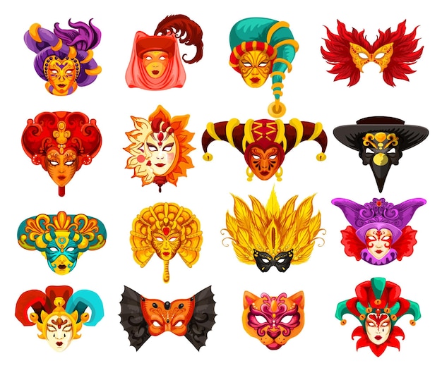 Máscaras de disfraces de carnaval veneciano vectorial
