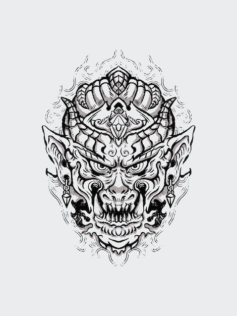 Vector máscaras de monstruos y demonios para tatuajes o ilustraciones de ropa.