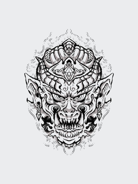 Máscaras de monstruos y demonios para tatuajes o ilustraciones de ropa.