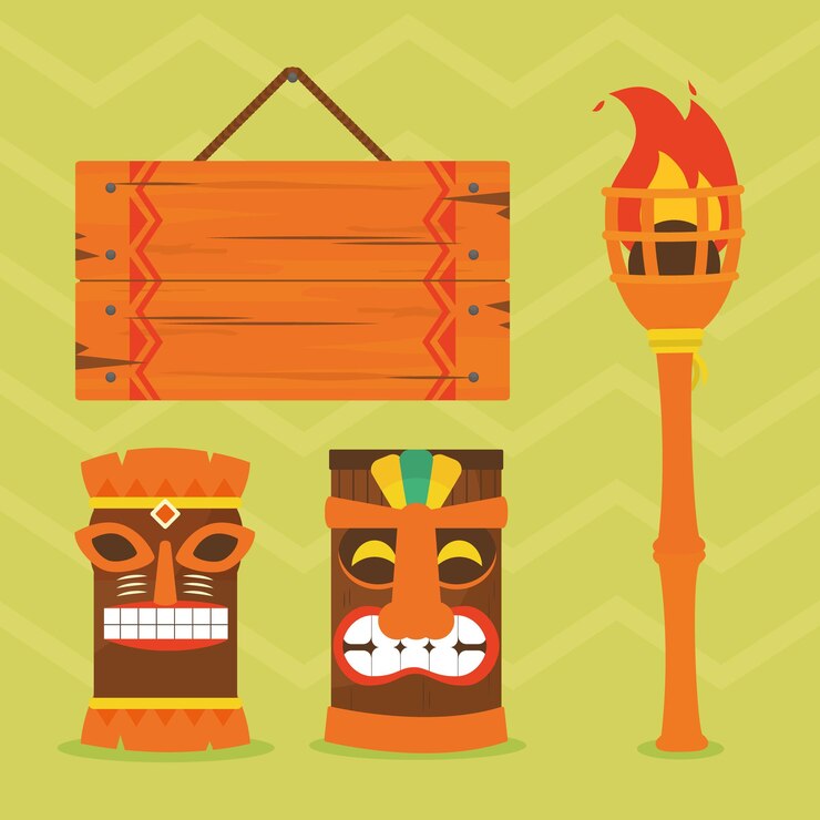 Vector máscaras tiki e iconos relacionados
