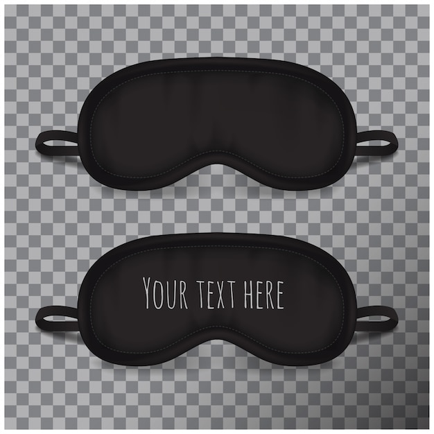 Mascarilla para dormir. ilustración. Objeto accesorio para dormir negro. Protección ocular para el descanso nocturno, con los ojos vendados