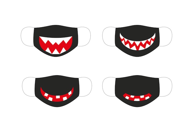 Mascarilla de Halloween. Conjunto de máscara de vector para Halloween.