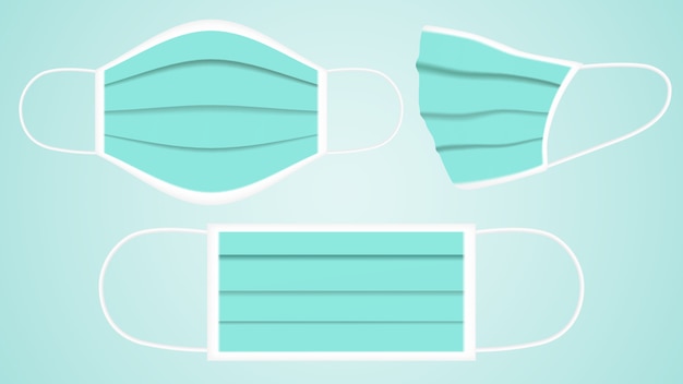 Mascarilla, mascarilla respiratoria, respiración hospitalaria Vector de mascarilla médica protectora