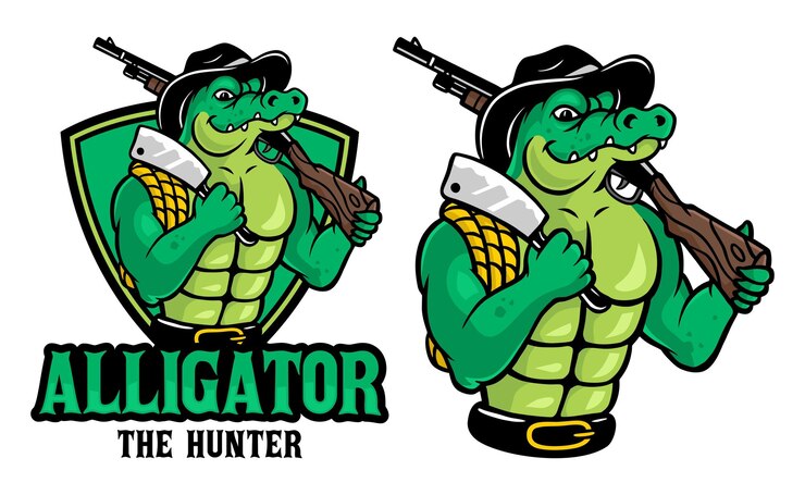 Vector mascot alligator cocodrilo el cazador vector
