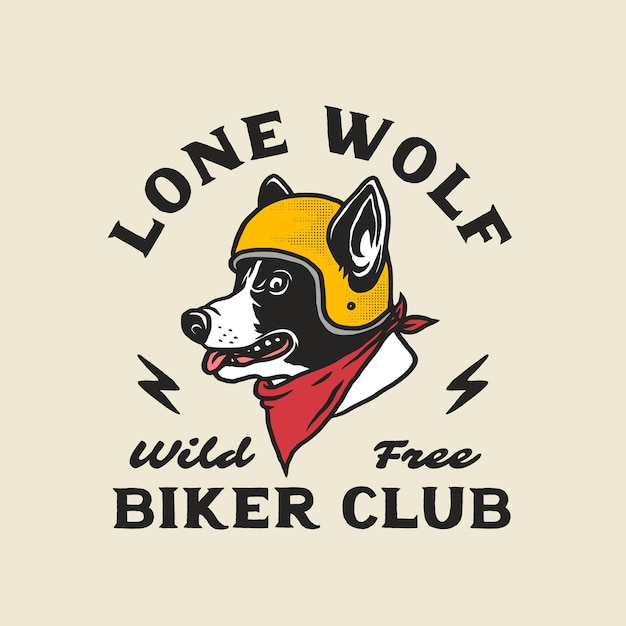 Mascot Dog Hand Drawn Vintage style of Motorcycle and garage logo badge