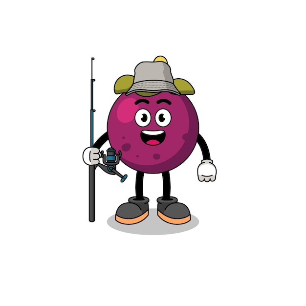 Mascot Ilustración del diseño de personajes de pescador de mangostán