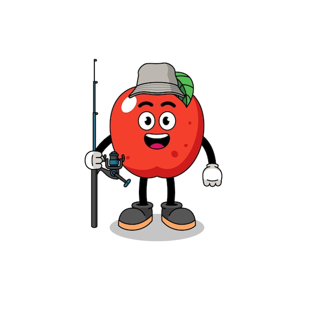 Mascot ilustración del diseño de personajes de pescador de manzana