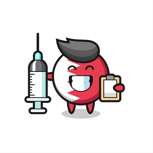 Mascot ilustración de la insignia de la bandera de bahrein como médico