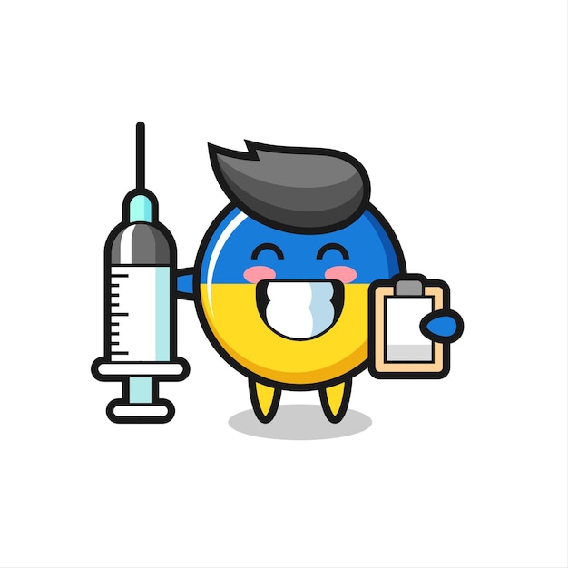 Mascot ilustración de la insignia de la bandera de ucrania como médico