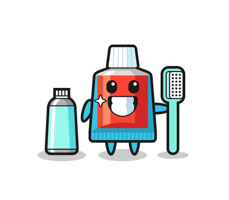 Vector mascot ilustración de pasta de dientes con un cepillo de dientes