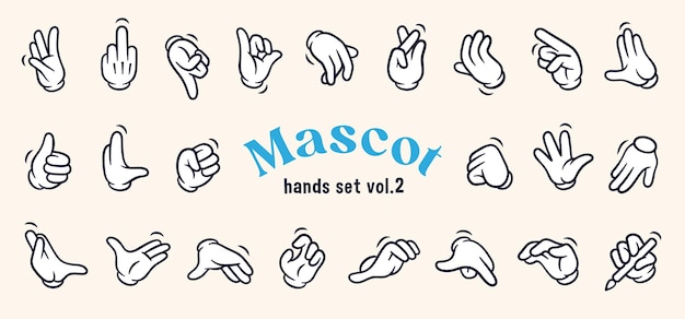 Mascot mano colección volumen dos vector conjunto de veintidós elementos vintage diferentes