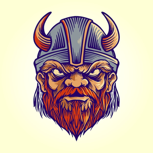 Mascot viking logo helmet ilustración