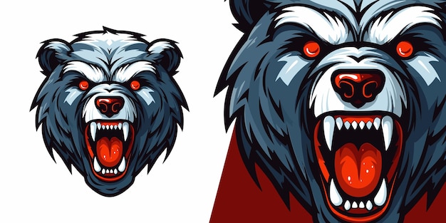 Mascota agresiva del logotipo del oso zombi Ilustración poderosa para equipos de juegos de ESport