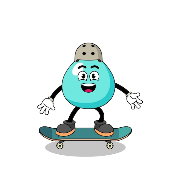 Mascota de agua jugando un diseño de personaje de patineta.